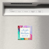 Rosa Lila grüner Marmor Abstrakte Wasserfarbe Magnet (In Situ (Geschirrspüler))