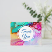 Rosa Lila grüner Marmor Abstrakte Wasserfarbe Postkarte (Stehend Vorderseite)