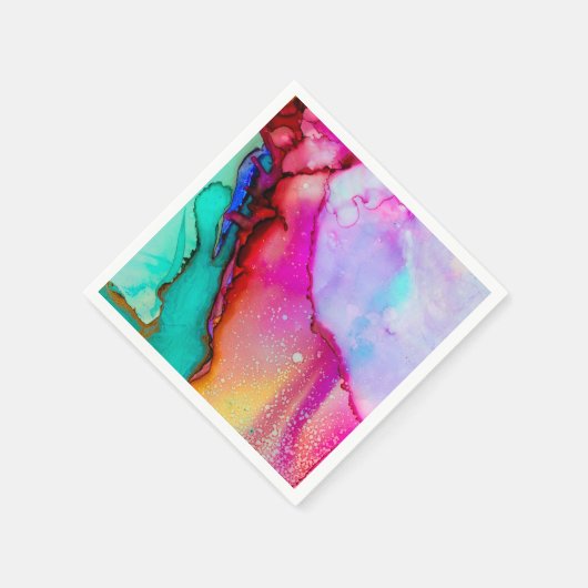 Rosa Lila grüner Marmor Abstrakte Wasserfarbe Serviette (Ecke)