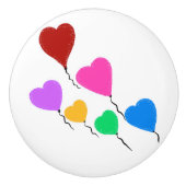 Rosa Lila grünes Herz Balloons Keramikknauf (Vorderseite)