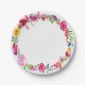 Rosa Lila Grünpflanzen Frühlingsblumen Blumen Mode Pappteller (Vorderseite)