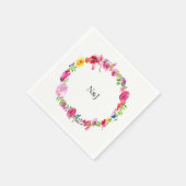 Rosa Lila Grünpflanzen Frühlingsblumen Blumen Mode Serviette (Ecke)