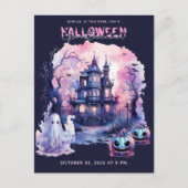 Rosa Lila Halloween Spooktacular Party Feiertagspostkarte (Vorderseite)