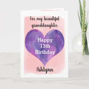 Rosa Lila Happy 13. Geburtstagsfeier Karte