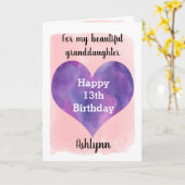Rosa Lila Happy 13. Geburtstagsfeier Karte (Gelbe Blume)