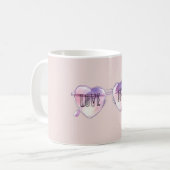Rosa Lila Herz Brille Liebe Freude Kaffeetasse (Vorderseite Links)