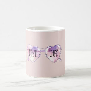 Rosa Lila Herz Brille Liebe Freude Kaffeetasse