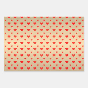 Rosa Lila Herz Golden Foil Geschenkpapier Set