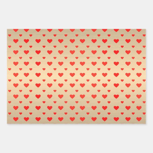 Rosa Lila Herz Golden Foil Geschenkpapier Set (Vorderseite)