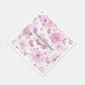 Rosa lila Herzen Blumen Geburtstag Serviette (Ecke)