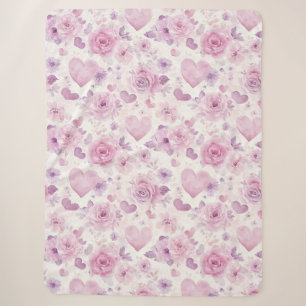 Rosa lila Herzen Blumen Geburtstag Sherpadecke