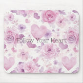 Rosa lila Herzen Blumen Mousepad (Vorne)