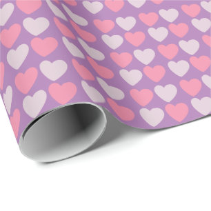 Rosa lila Herzen Muster Geschenkpapier