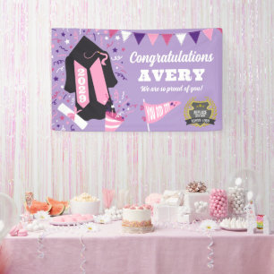 Rosa Lila Herzlichen Glückwunsch Absolventen Schul Banner