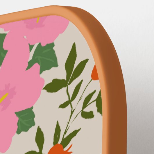 Rosa Lila Hibiskus Tropenblumenmuster Pickleball Schläger (Linke Seite)