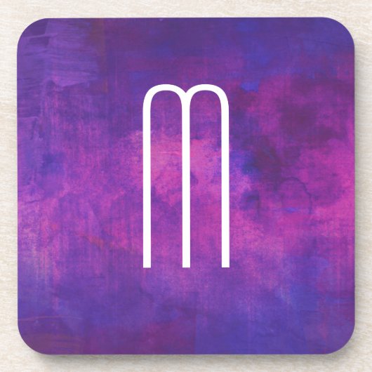 Rosa Lila Hintergrundfarbe Abstrakt Monogramm erst Untersetzer (Vorderseite)