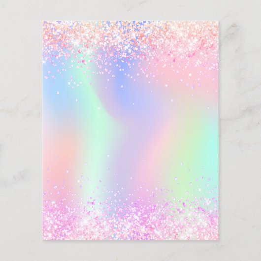 Rosa lila Holografie-Mädchen-Haushalt Geburtstag (Rückseite)