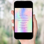 Rosa lila Holografie-Party Einladung