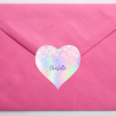 Rosa lila holografische Bezeichnung Herz-Aufkleber