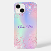Rosa lila holografische Glitzern Case-Mate iPhone Hülle (Rückseite)