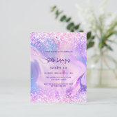 Rosa lila holografische Süße 16 Haushaltseinladung (Stehend Vorderseite)