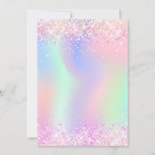 Rosa lila holografischer 21. Geburtstag Einladung (Rückseite)