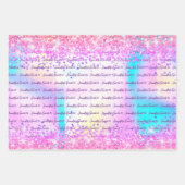 Rosa Lila holografischer Glitzer Sweet 16 Birthday Geschenkpapier Set (Vorderseite)