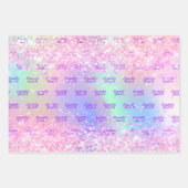 Rosa lila holografischer Name Confetti Sweet 16 Geschenkpapier Set (Vorderseite 2)