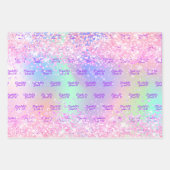 Rosa lila holografischer Name Confetti Sweet 16 Geschenkpapier Set (Vorderseite 3)