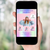 Rosa lila holografisches Foto Einladung