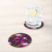 Rosa Lila Hübsches Hummingbird Tropenmuster Runder Pappuntersetzer (Vor Ort)
