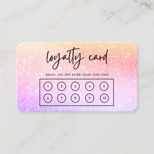 Rosa Lila Imitate Glitzer Custom Loyalty Card Visitenkarte (Vorderseite)