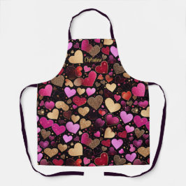 Rosa lila Imitate Goldene Herzen Moderner individu Schürze