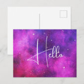 Rosa & Lila Imitate "Space & Stars" Galaxie Postkarte (Vorne/Hinten)