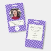 Rosa Lila Karierte Mitarbeiter Foto-ID Unternehmen Ausweis (Vorder- & Rückseite)