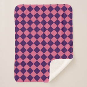 Rosa lila kariertes Diamantmuster Sherpadecke