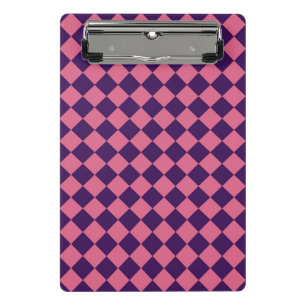 Rosa Lila Karo-Diamant-Muster  Mini Klemmbrett