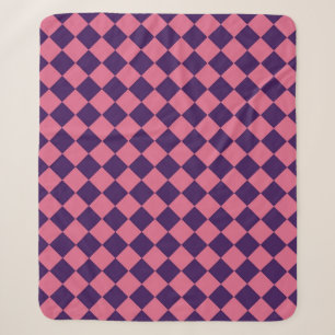 Rosa Lila Karo Diamant Muster Sherpadecke