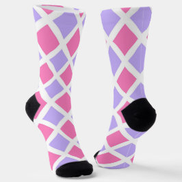 Rosa Lila Karo Diamant Muster Socken