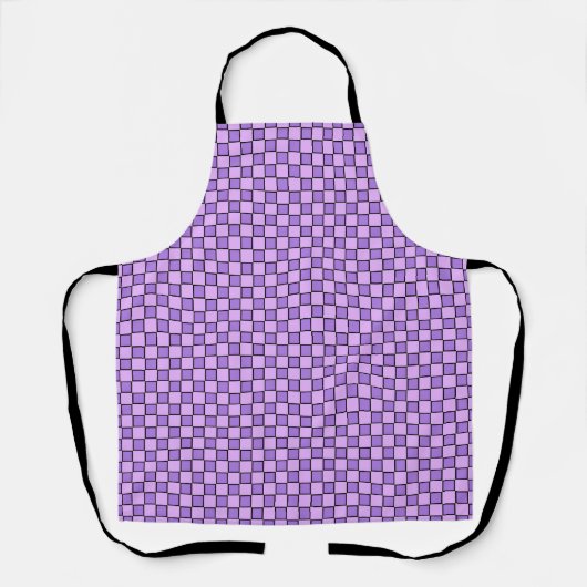 Rosa Lila Karo Gingham Muster Schürze (Vorderseite)