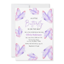 Rosa lila Kleiner Schmetterling Baby Shower