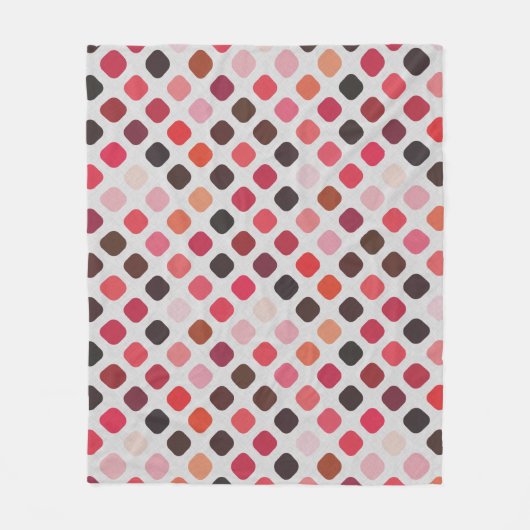 Rosa Lila Korallenrunden Quadrate Art Muster Fleecedecke (Vorderseite)