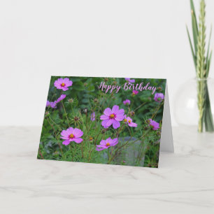 Rosa Lila Kosmos Blume Happy Birthday Card Karte