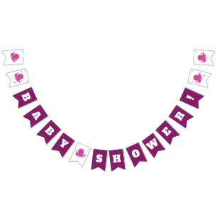 Rosa lila Kraken-Baby-Duschen-Flaggen-Flaggen Wimpelkette