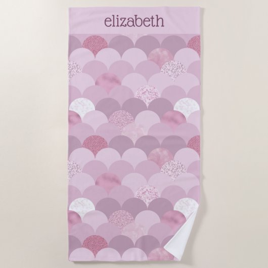 Rosa lila Kreisstruktur Strandtuch (Vorderseite)