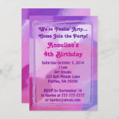 Rosa lila Kunst-Party-Farbe punktiert Einladung (Vorne/Hinten)