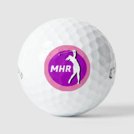 Rosa/Lila Lady Golfer Monogram Golf Ball