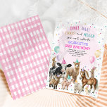 Rosa Lila Landtiere Barnyard Birthday Girl Einladung<br><div class="desc">Diese Einladung strahlt mädchenhaften Charme aus und besticht durch ein lebendiges Ensemble von bezaubernden Nutztieren. Wenn Sie diese Einladungen schicken, stellen Sie sich die Aufregung vor, die sie bringen werden. Die bezaubernden Nutztiere, farbenfrohe Ballons und das Versprechen einer fröhlichen Feier werden den Party-Geist in jedem, der sie empfängt, sicherlich entfachen....</div>