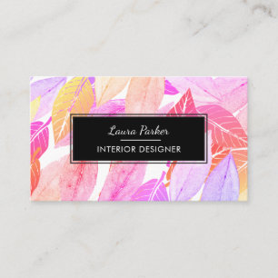 Rosa Lila Leaf Wasserfarbe Natur Yoga Meditation Visitenkarte