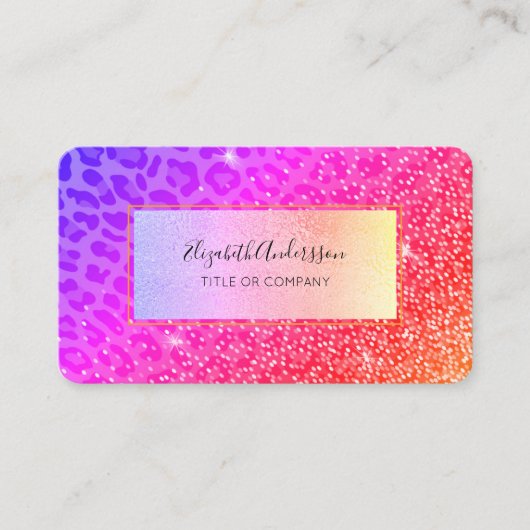 Rosa lila leopardenfarbene Glasgürtelfolie Visitenkarte (Vorderseite)